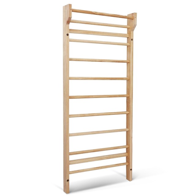 Costway Ξύλινος Στοιχειοθέτης με Μονόζυγο & 10 Σκαλοπάτια Αναρρίχησης 150kg Αντοχή Γυμναστικής Τοίχος SP38708