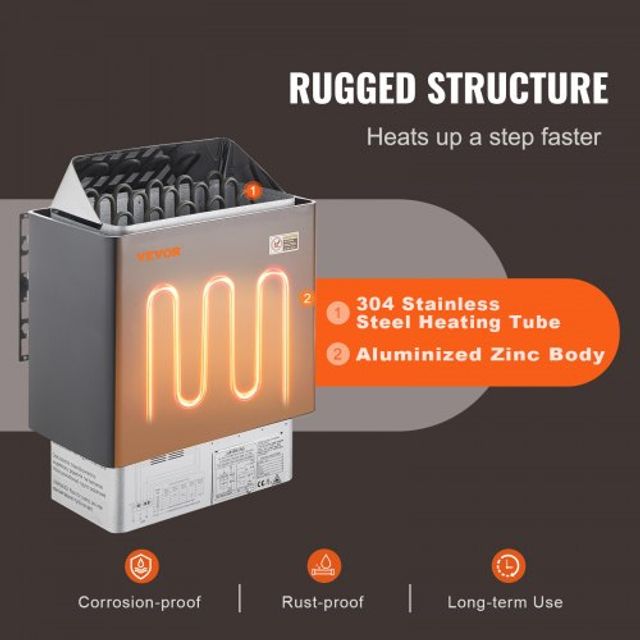 VEVOR 8KW Ηλεκτρική Σόμπα Σάουνας με Ψηφιακό Έλεγχο για 8-12 m3 Σπα Σπιτιού DSSNLWKLXB8KWB33NV8