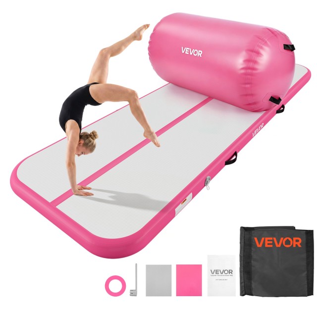 VEVOR Φουσκωτό στρώμα γυμναστικής 3 m, 10 cm, με ηλεκτρική αντλία, ροζ ZFXKFQDYXGTZ0DHJ7001V2