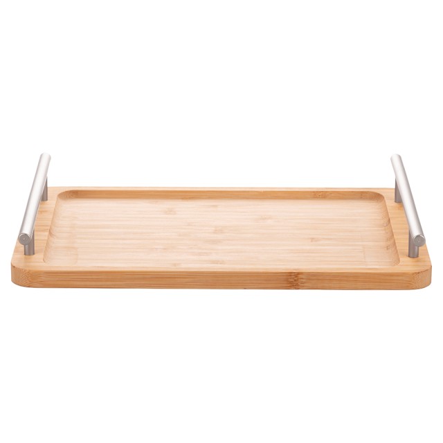 Villa DEste  Ορθογώνιος δίσκος 40x25 εκ από μπαμπού με ασημί λαβές Natural 2188474