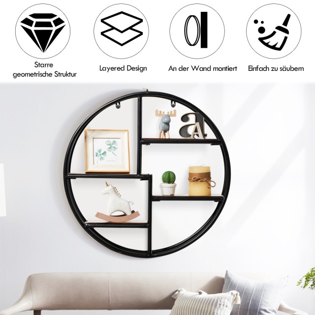 Costway Στρογγυλή Μαύρη Ραφιέρα 4 Επιπέδων 55x55x11εκ HW63372