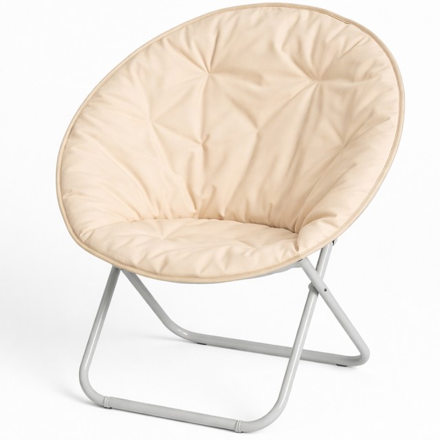 BAKAJI Πτυσσόμενη Πολυθρόνα Σκηνοθέτη Moon Εργονομική Beige, Εξοικονόμηση Χώρου 78 x 78 x 60 cm 02001908