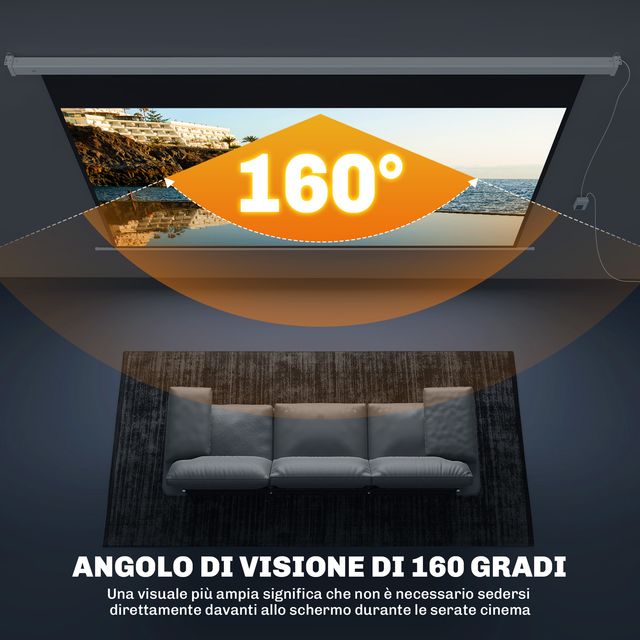 HOMCOM Οθόνη Προβολέα 120 ιντσών με Τηλεχειριστήριο, από PVC και Μέταλλο, 293x8x193 εκ., Λευκή 001-015V93WT
