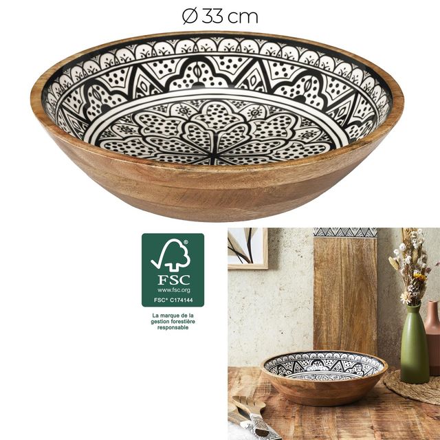 Μπολ από Ξύλο Μάνγκο Dune Μαύρο – 33cm KA0571 Home Deco Factory