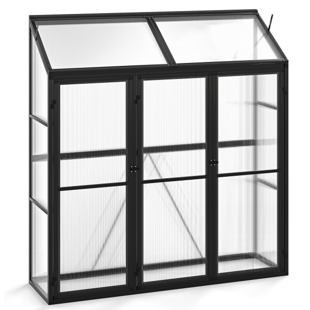 Costway Πλάγιο Θερμοκήπιο 180 x 52 x 190 cm με Παράθυρο για Ντομάτες - Μαύρο GT4284BK+