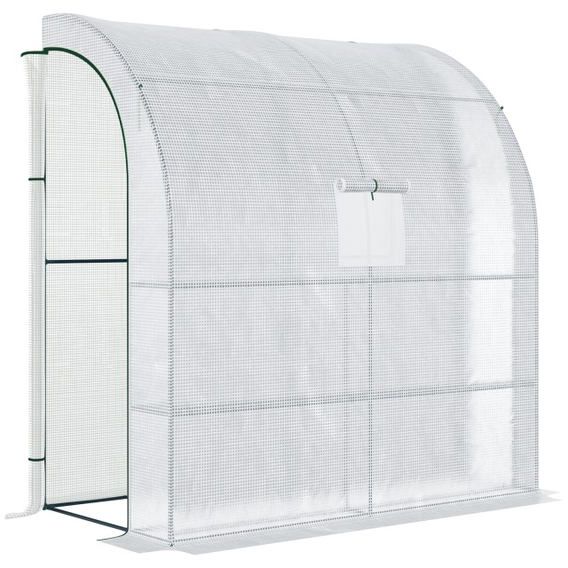 Outsunny Τρίπατο Θερμοκήπιο με Κουρτίνες και Παράθυρα Ρολά, από PE και Ατσάλι, 200x100x215 cm, Πράσινο και Λευκό 845-304V04