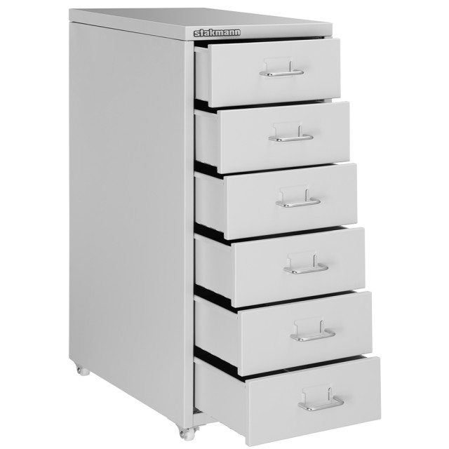 STAKMANN  Συρταριέρα από Γκρι Ατσάλι για Γραφείο και Σπίτι Εξοικονόμησης Χώρου με 6 Συρτάρια και 4 Ρόδες  02839784