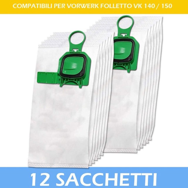BAKAJI  Κιτ Folletto VK140 VK150 12 Σακούλες + 12 Αρωματικά + 2 Φίλτρα Μοτέρ Συμβατά  02839478