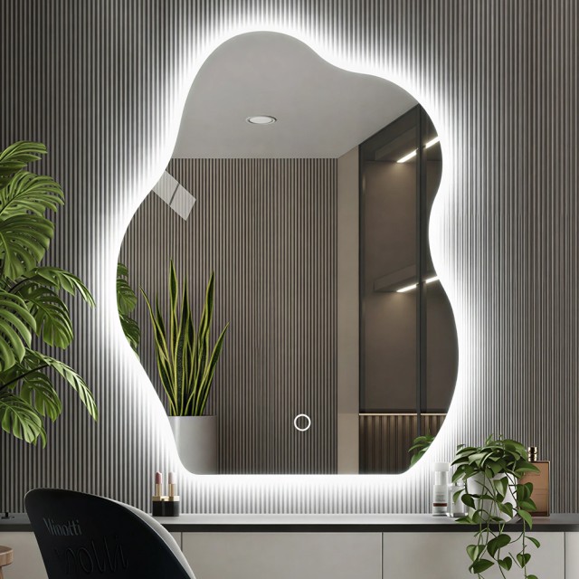 Shally Dogan Καθρέφτης Τοίχου Κυματιστός 50x70 εκ. με LED Λευκό Ψυχρό/Θερμό/Φυσικό 02002378