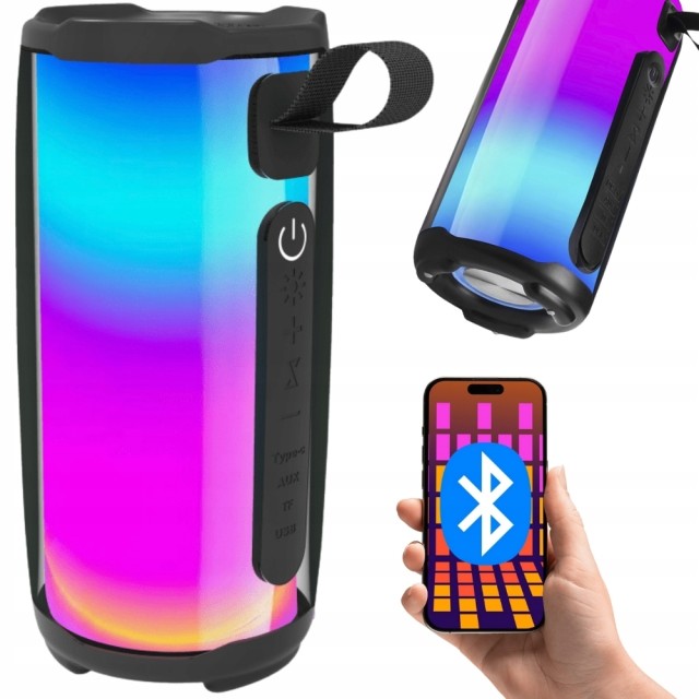 Verk Group Φορητό Ηχείο Bluetooth Boombox με RGB Φωτισμό, FM Ραδιόφωνο, USB, microSD, AUX και USB-C, Μαύρο 5907451375044