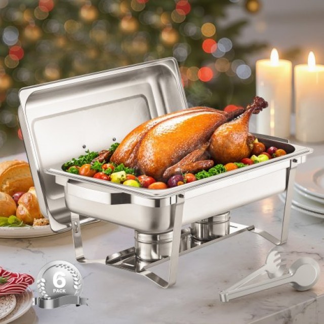 VEVOR Ορθογώνιο Σετ Μπουφέ 8 Qt 6 Pack Ανοξείδωτο Ατσάλι ZFXBXGSTGK6JYRMTSV0
