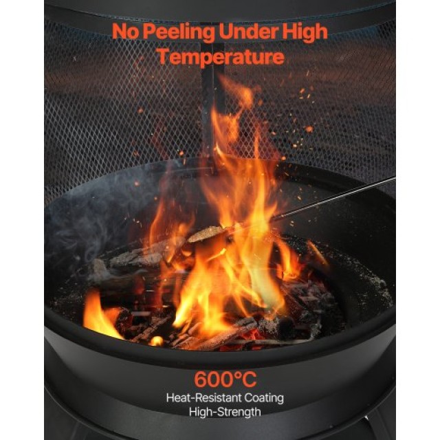 VEVOR 22 Σιδερένιο Τζάκι Εξωτερικού Χώρου με Σχάρα & Καμινάδα QXYCL22INCHTA2SAAV0