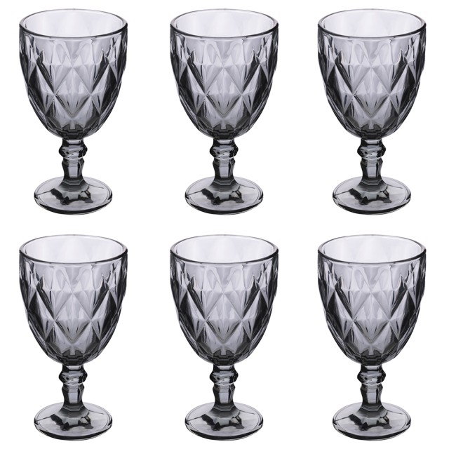 Galileo Σετ 6 ποτήρια 340 ml από γυαλί με σκαλιστή καπνιστή επιφάνεια Elizabeth Sibilla 5918861