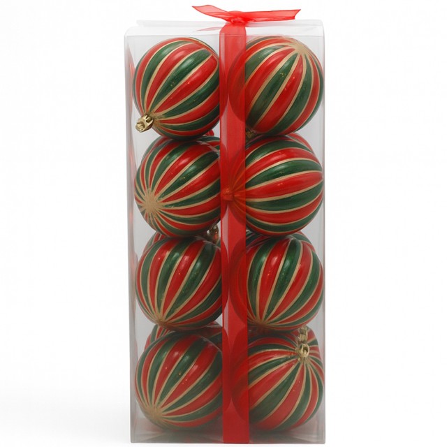 BAKAJI Σετ 16 Χριστουγεννιάτικες Μπάλες Για Δέντρο Κόκκινες και Πράσινες Διαμέτρου 8cm 02842856