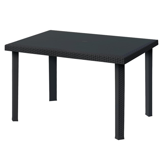 Galileo Τραπέζι Πλαστικό PP με Υφή Rattan σε Απόχρωση Γκρι Ανθρακί Calaf 1204095