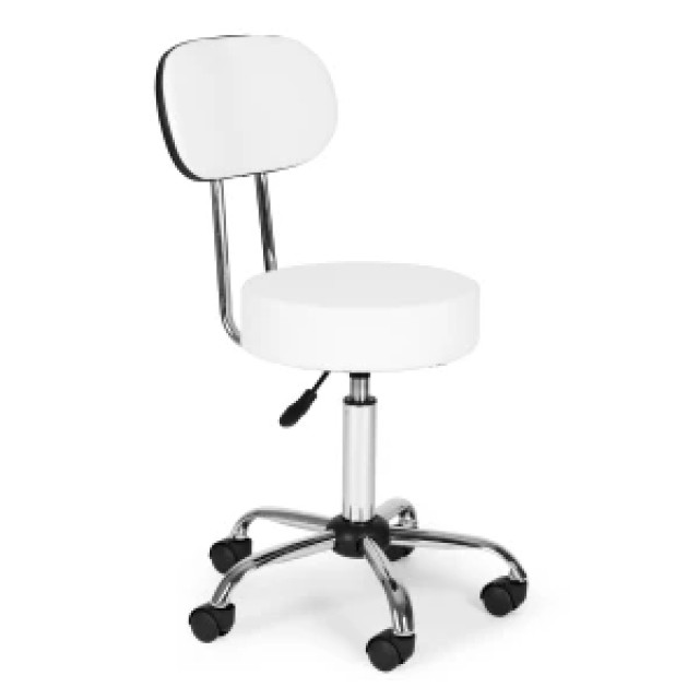 ModernHome Περιστρεφόμενο Σκαμπό με Πλάτη  Λευκό BC009-W