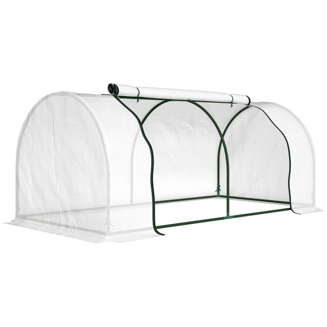 Outsunny Θερμοκήπιο Τούνελ Ατσάλινο με Κάλυμμα PVC 200 x 100 x 80 εκ. Λευκό 845-305V01WT
