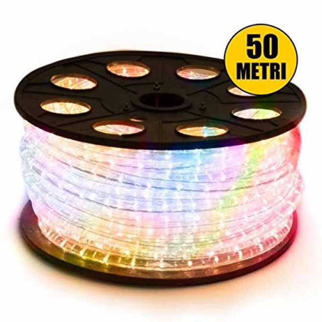 BAKAJI  Φωτεινός Σωλήνας 900 LED - 50 ΜΤ Πολύχρωμος ΕΞΩΤΕΡΙΚΗ ΧΡΗΣΗ Ελεγκτής 8 Παιχνίδια ΦΩΣ  02831279