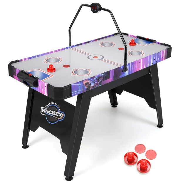 Costway  Επιτραπέζιο Air Hockey Arcade 144 cm με Ισχυρό 12V Μοτέρ και LED Ψηφιακή Οθόνη - Μαύρο UY10193DE-WH