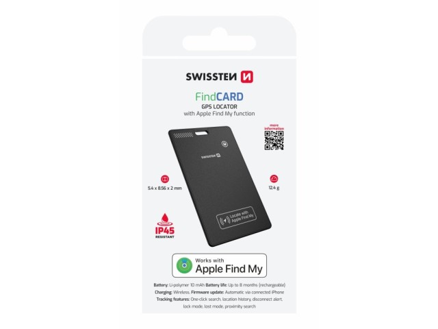 SWISSTEN Έξυπνος Εντοπιστής με Λειτουργία Apple Find My, Μαύρο 8595217493384