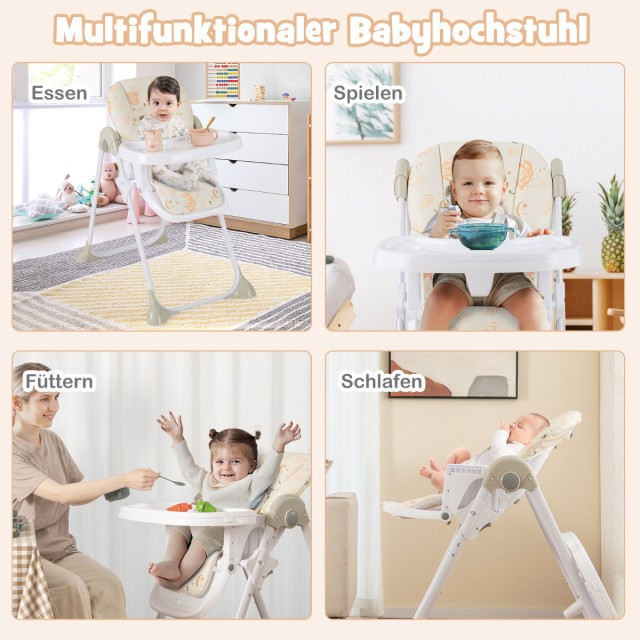 Costway  Παιδικό Καρεκλάκι Φαγητού με Ρυθμιζόμενα Μέρη και Ασφάλεια 5 Σημείων BB5580OR