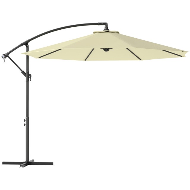 Outsunny Κήπος Ομπρέλα 3x2.5m με Κλίση και Μανιβέλα, Μπεζ 84D-082V00BG