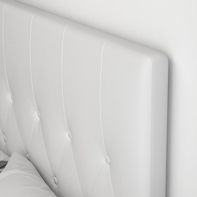 HOMCOM Κεφαλάρι Διπλού Κρεβατιού Επενδυμένο με Σχέδιο Κουμπιών από PU Δέρμα και MDF 160x7x120 cm Λευκό 831-445V03WT