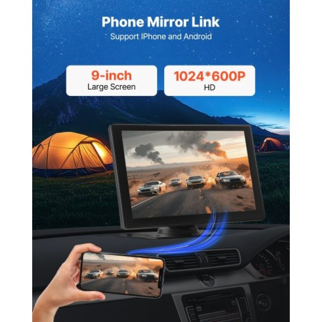 VEVOR Ράδιο Αυτοκινήτου Με Οθόνη Αφής CarPlay 9 Backup Camera CZZKP9INCHBD3G8EV001V9