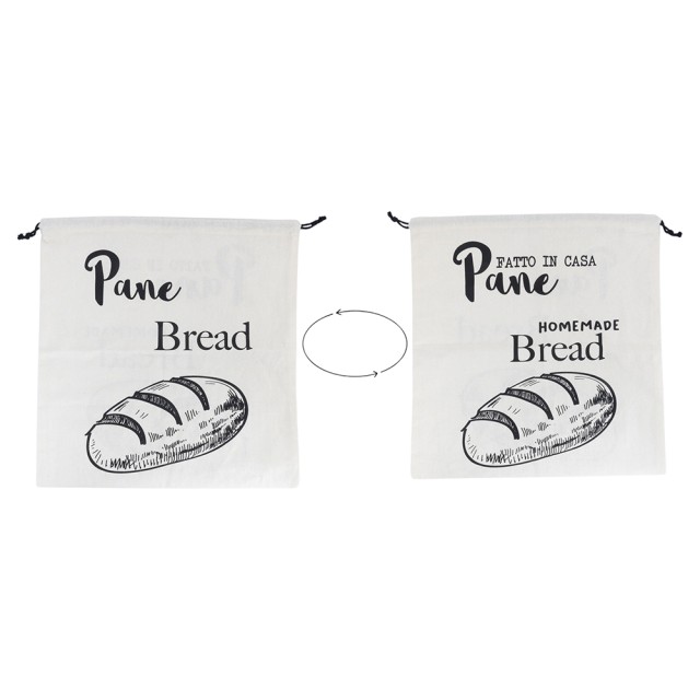 Villa dEste Home Διπλής Όψης Βαμβακερό Σακουλάκι Ψωμιού με Κορδόνι Κλεισίματος σε Αποχρώσεις Αβοριού - La Cucina 5922842
