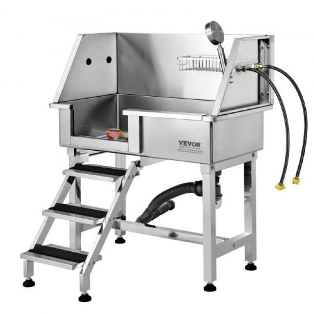 Σταθμός Μπάνιου Κατοικίδιων VEVOR 864MM με Ράμπα, Επαγγελματική Ανοξείδωτη Μπανιέρα Σκύλων με Συρτάρι, Βρύση, Αξεσουάρ (Αριστερή)  BXGCWYG34ZHL99J9ZV0