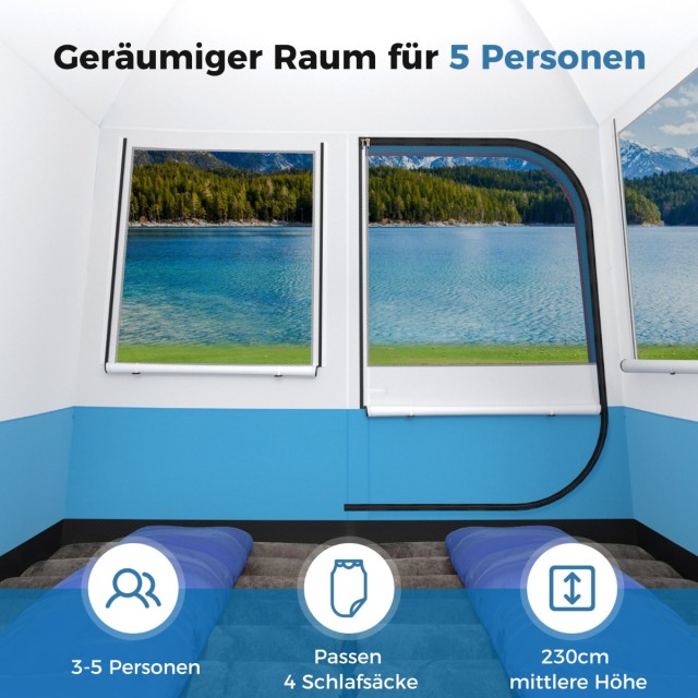 Costway Πεντάκλινη Οικογενειακή Σκηνή με Μεγάλη Δίχτυ Πόρτα & Παράθυρα NP11643WH