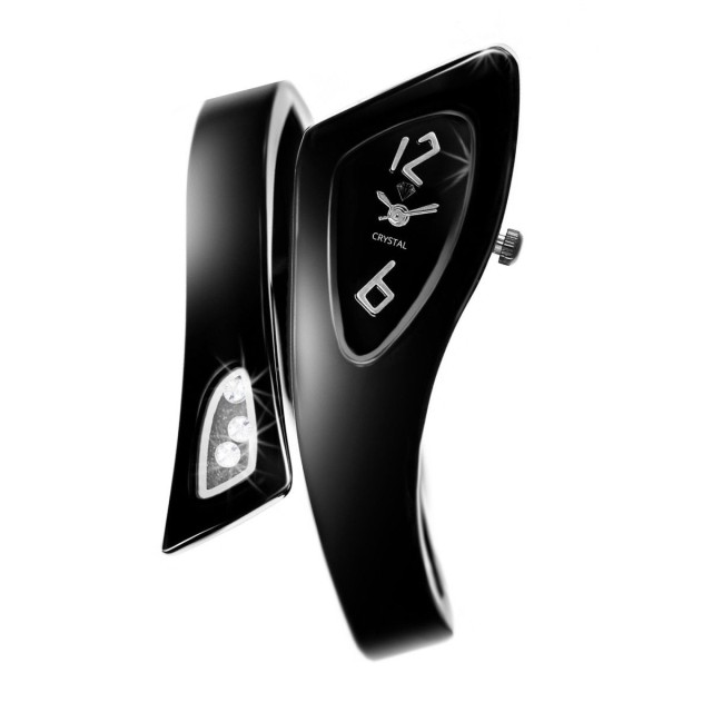 So Charm Ρολόι με μπρασελέ διακοσμημένο με Κρύσταλλα Swarovski, Μαύρο MF001-NOIR-SWARO