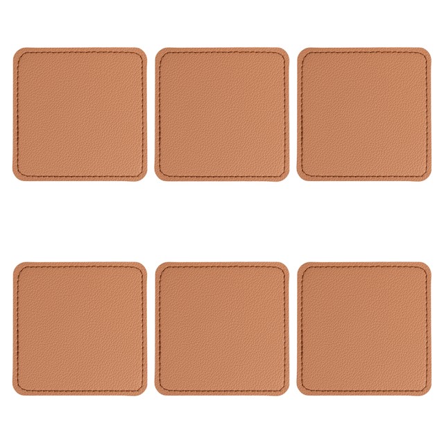 Villa dEste Home Σετ 6 Διπλής Όψης Σουβέρ από PVC 10x10cm στο Χρώμα Δέρματος Horeca Brown 5921717