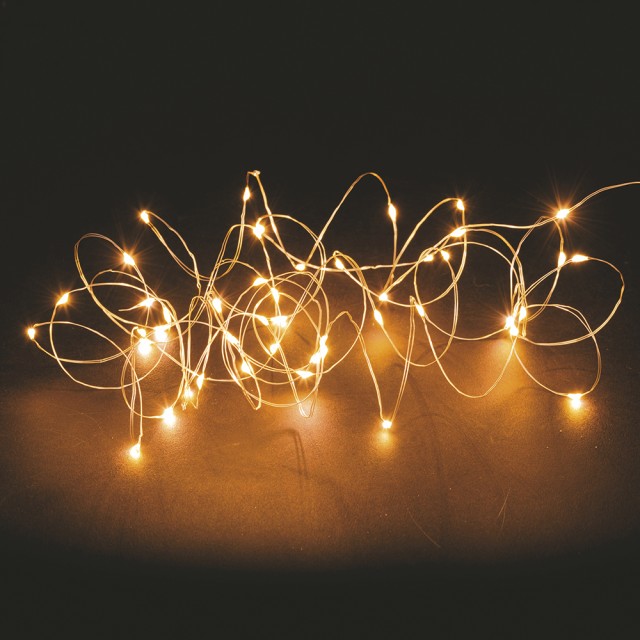 Galileo 10 Καλωδιακά LED Μπαταρίας, Θερμό Λευκό, Εσωτερική Χρήση, 1 μέτρο - Santas House 5921262