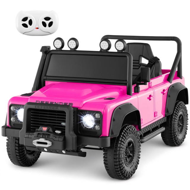 Costway Ροζ Land Rover Defender Ηλεκτρικό Αυτοκίνητο για Παιδιά με Γονική Τηλεχειριστήριο, Πλήρης Ανάρτηση και Φώτα TQ10447DE-RO