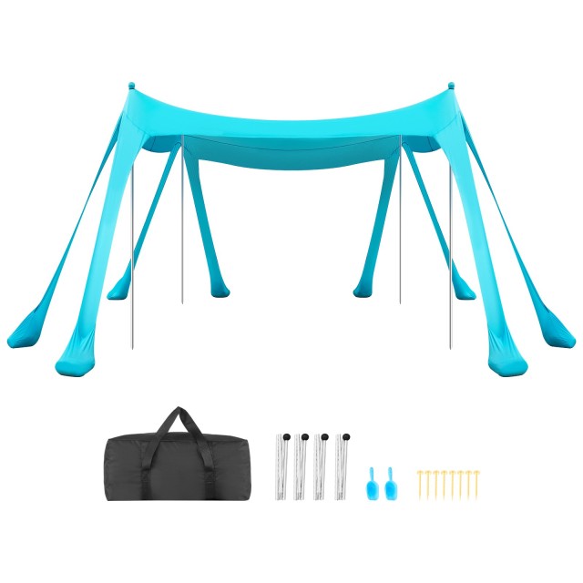 VEVOR Παραλία Τέντα Ηλίου, UPF50+ Προστασία, 2μ Ύψος, 3x3μ, Εύκολη Στήριξη, Φορητή Σκιά για Οικογένεια - Πράσινη ZPSTPZPSTPSJ8NUB3001V0