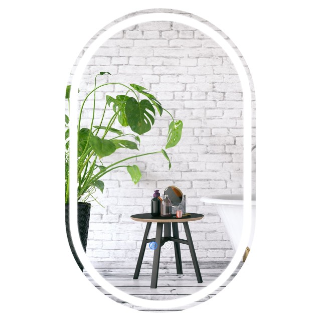 Costway 80 x 50 εκ. Φωτιζόμενος Καθρέφτης Μπάνιου Τοίχου - Οπίσθιος Φωτισμός, Ανθεκτικός σε Σπάσιμο, Ασημί BA8443