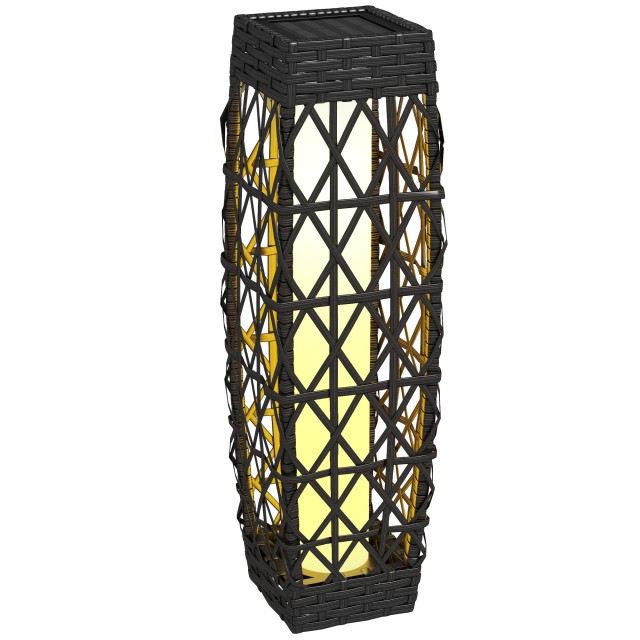 Outsunny Ηλιακός Λαμπτήρας Κήπου με Φωτισμό LED, από Ατσάλι και PE Rattan, 20x20x68 εκ., Γκρι 867-151V00GY