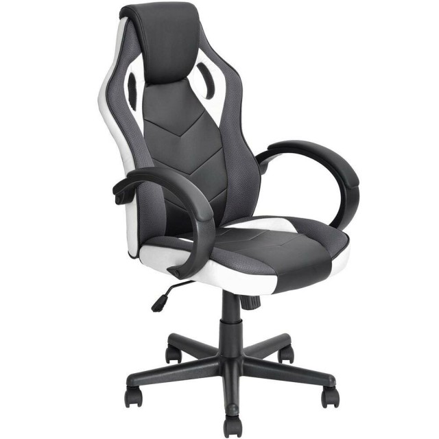 BAKAJI Καρέκλα Gaming Γραφείου Διευθυντική Περιστρεφόμενη Αγωνιστική Λευκή 02815940