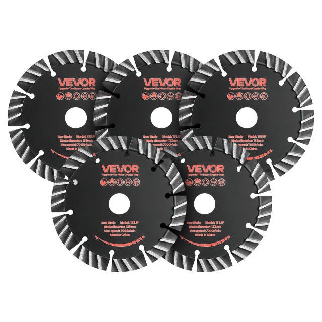 VEVOR Δίσκος Διαμαντιού 133 mm για Τοιχοκόφτη, 5τμχ, Φ20 mm HNTJDP133MM09U79K001V0