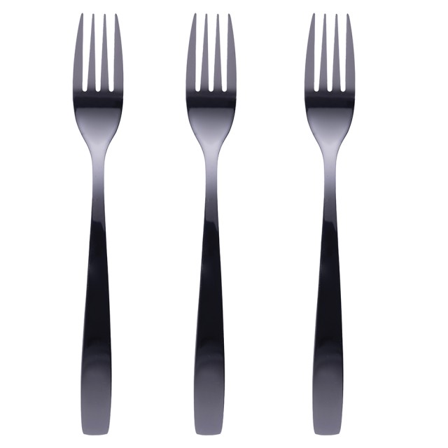 Galileo Σετ από 3 Γυαλιστερές Μαύρες Ανοξείδωτες Ατσάλινες Πιρούνες 180 Manhattan Sibilla 5917054