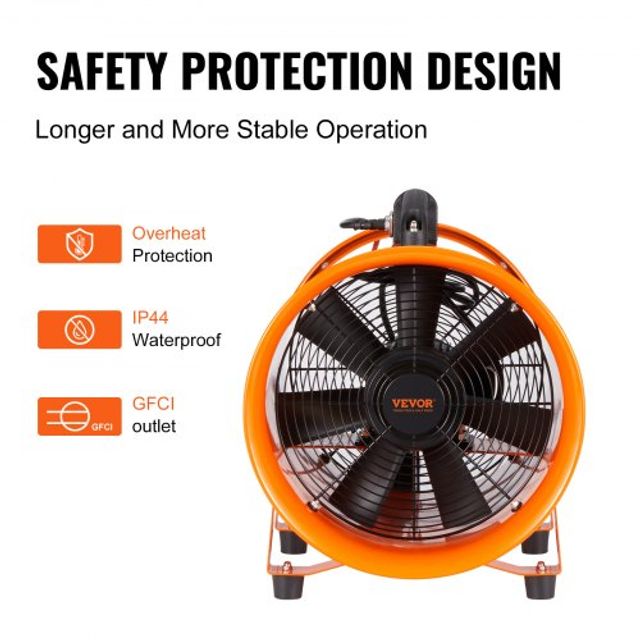 Φορητός Ανεμιστήρας VEVOR 406mm με Σωλήνα 10μ, 900W 5175CFM Βιομηχανικός Φυσητήρας SSG550W1016INSF6XV2