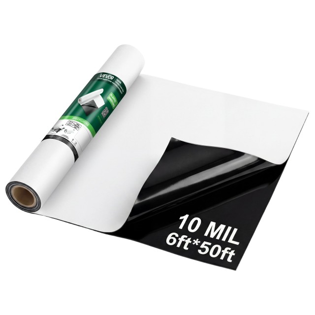 VEVOR Πλαστικό φύλλο πολυαιθυλενίου 0,25 mm 1,83 x 15,24 m, μαύρο/λευκό SLM6FT50FT10XM8HK001V0