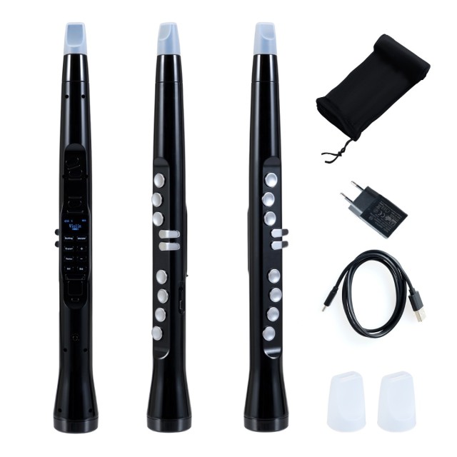 Costway Φορητό Ψηφιακό Σαξόφωνο με Ηχείο HIFI και Ασύρματο MIDI, 100 Ήχοι, Μαύρο MU10115DE-DK