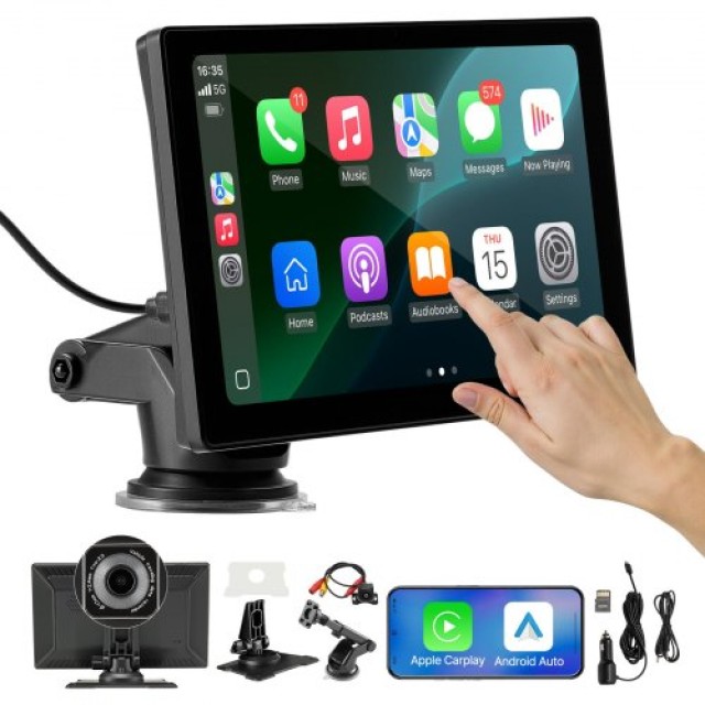VEVOR Οθόνη Αυτοκινήτου 9 με CarPlay και Κάμερες Εμπρός/Πίσω CZZKP9INCHDQGMM4X001V9