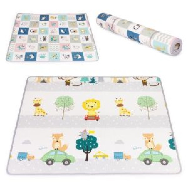 ECOTOYS Εκπαιδευτικό διπλής όψης πτυσσόμενο παιδικό στρώμα αφρού με αλφάβητο ECOTOYS ECOEVA024