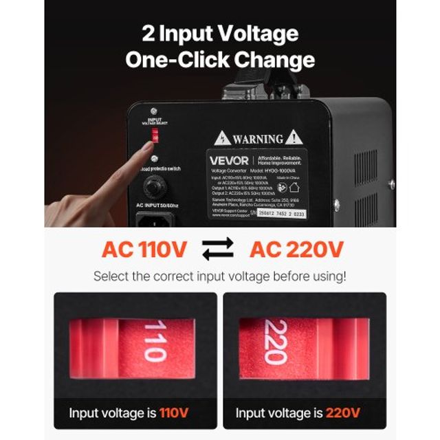VEVOR Μετασχηματιστής Τάσης 1000VA 110V-220V SXDYZHQSD11025EPL001V2