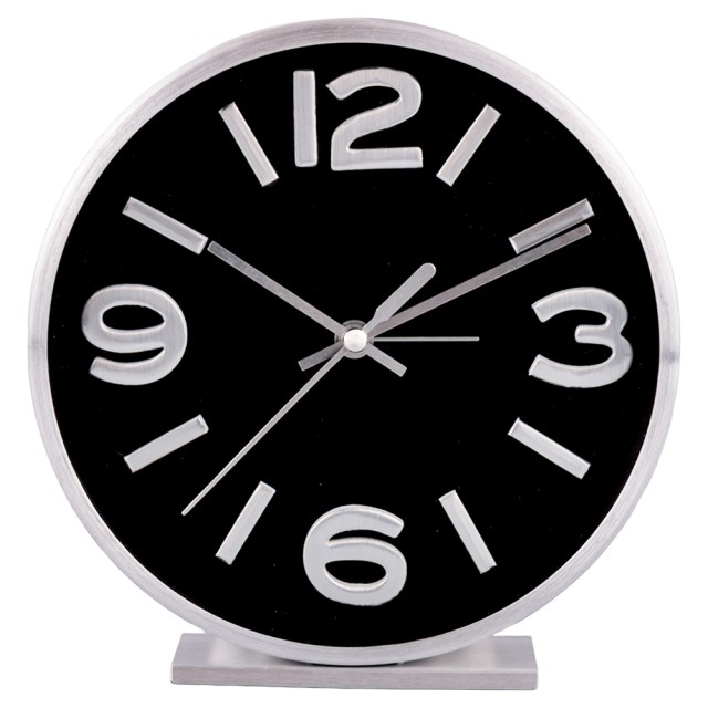 Galileo Μοντέρνο Ρετρό Στρογγυλό Επιτραπέζιο Ρολόι με Ξυπνητήρι 15 εκ. Ασημένιο Πλαίσιο και Μαύρο Καντράν Sibilla 5925998