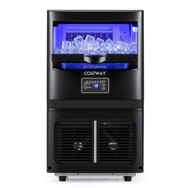 Costway Επαγγελματική Παγομηχανή 25-30 κιλά/24 ώρες από Ανοξείδωτο Ατσάλι Υπό Πάγκο/Ελεύθερης Τοποθέτησης με Αυτοκαθαρισμό Μαύρη 62,3 x 34,4 x 35,6 εκ. FP11012DE-BK