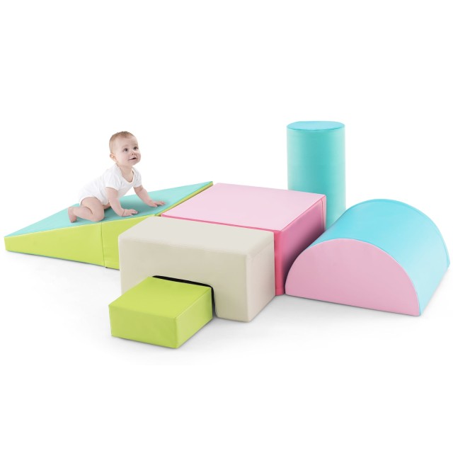 Costway 6 Τεμάχια Αφρώδη Μπλοκ Γίγαντες για Παιχνίδι και Σκαρφάλωμα Πράσινα Στοιχεία Αφρού FH10099GN